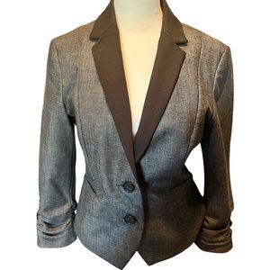 Express blazer in charcoal with black trim. Size 6